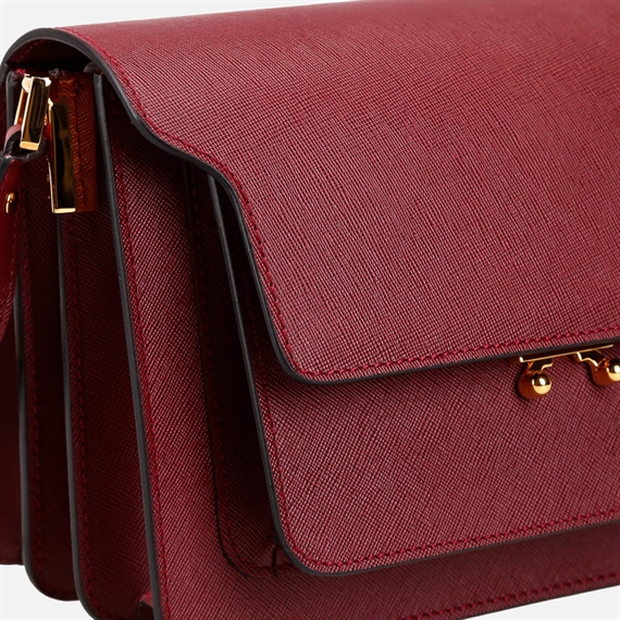 MARNI Saffiano Medium Trunk Bag, Bordeaux